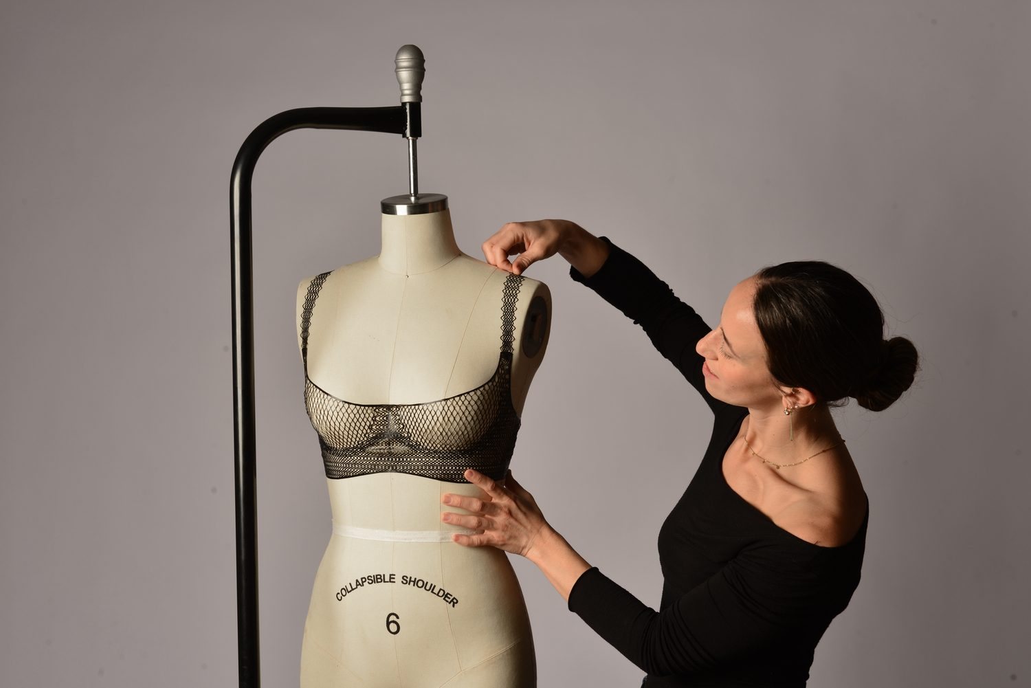 Fitting a 3D printed bra on a dress form